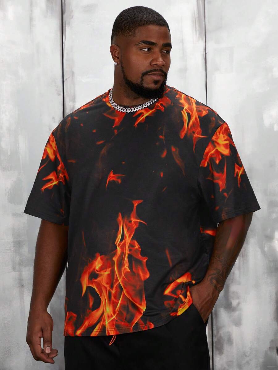 GENTILAND Nam Plus In Lửa Áo thun - Nhiều màu - Xem 1