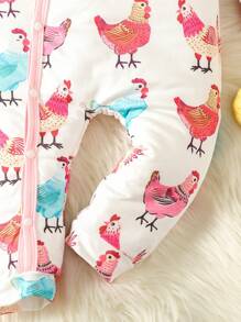 Baby Girl Cartoon Graphic Contrast Binding Jumpsuit - Multicolor - View 6