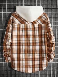 Manfinity RebelGame Áo khoác nam oversize có mũ trùm đầu, viền cao thấp, họa tiết kẻ caro, dây rút - Nhiều màu - Xem 2