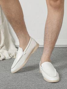 2023 New Autumn/winter Men's Slip On British Style Loafers, Flat, Casual, Breathable, Comfortable Large Size Shoes (43-46) - White - View 5