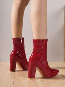 2023 New Arrival Women's Fashionable Boots, Pointed Toe Chunky Heel Sexy Ladies' Ankle Boots - Red - View 7