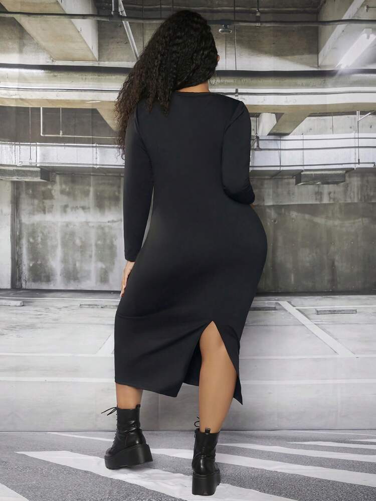 Plus Slogan Heart Graphic Bodycon Dress