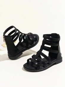 Girls Open Toe Hollow Out Gladiator Sandals For Outdoor - Black - View 6