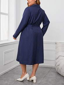 EMERY ROSE 大碼翻蓋細節腰帶襯衫洋裝