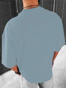 Manfinity Men Plus Letter Graphic Tee - Dusty Blue - View 2