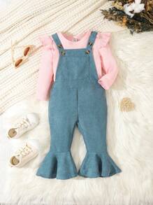 女嬰荷葉邊 T 恤和繩索連身褲 - 彩色 - 查看 1