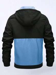 Manfinity Homme Men Letter Graphic Colorblock Zip Up Hooded Jacket