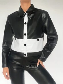 Maija 雙色前紐扣夾克 - 黑與白 - 查看 5