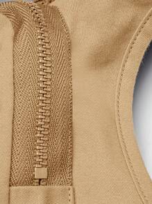 Hauture Cargo Zip Up Top & Mini Skirt Two Pieces Set - Khaki - View 7