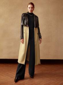 MOTF PREMIUM BELTED PU LEATHER TRENCH COAT - Multicolor - View 6