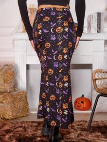 Threesuture Bản in Halloween Váy nàng tiên cá - màu đen - Xem 2