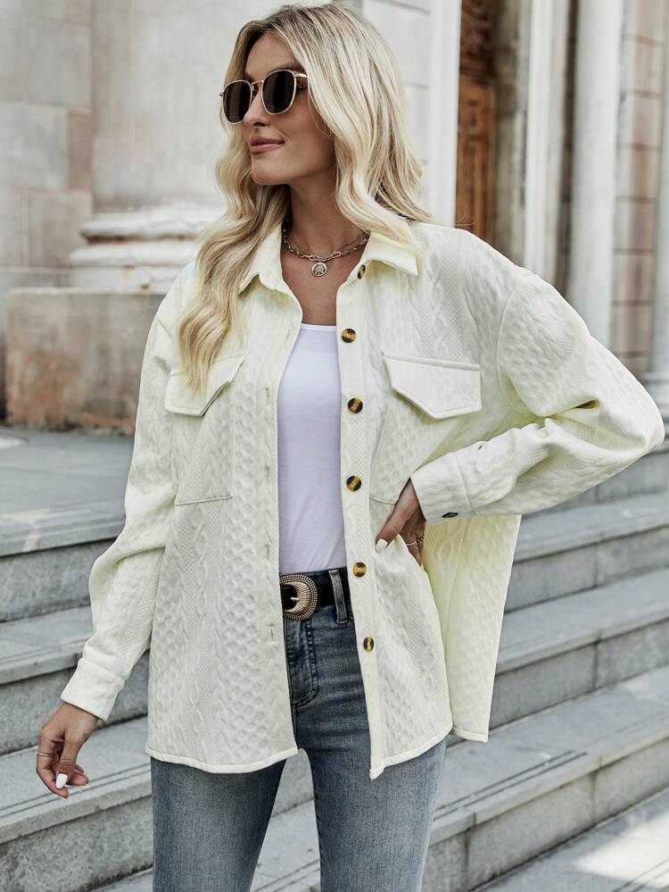 Drop Shoulder Flap Pocket Coat