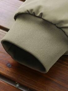 Manfinity Homme Men's Loose Fit Hooded Padded Coat With Zipper - Green - View 8