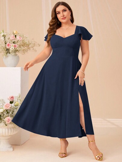 SHEIN Belle Vestido elegante con escote corazón y abertura en el muslo para fiesta de graduación, boda o eventos semiformales, como cumpleaños o fiesta de graduación