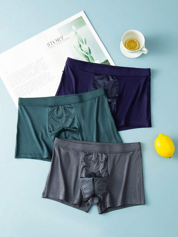 Herren 3er Pack Boxershorts mit Unifarbe