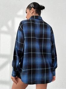 SHEIN Unity 格紋印花字母補丁細節落肩袖外套 - 彩色 - 查看 2