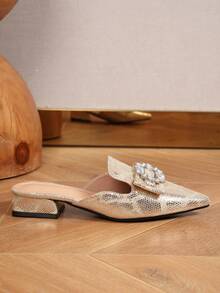 Fashionable Rhinestone Decor Slip-on Sandals, Versatile Women's Shoes For Outdoor Activities - Champagne - View 4