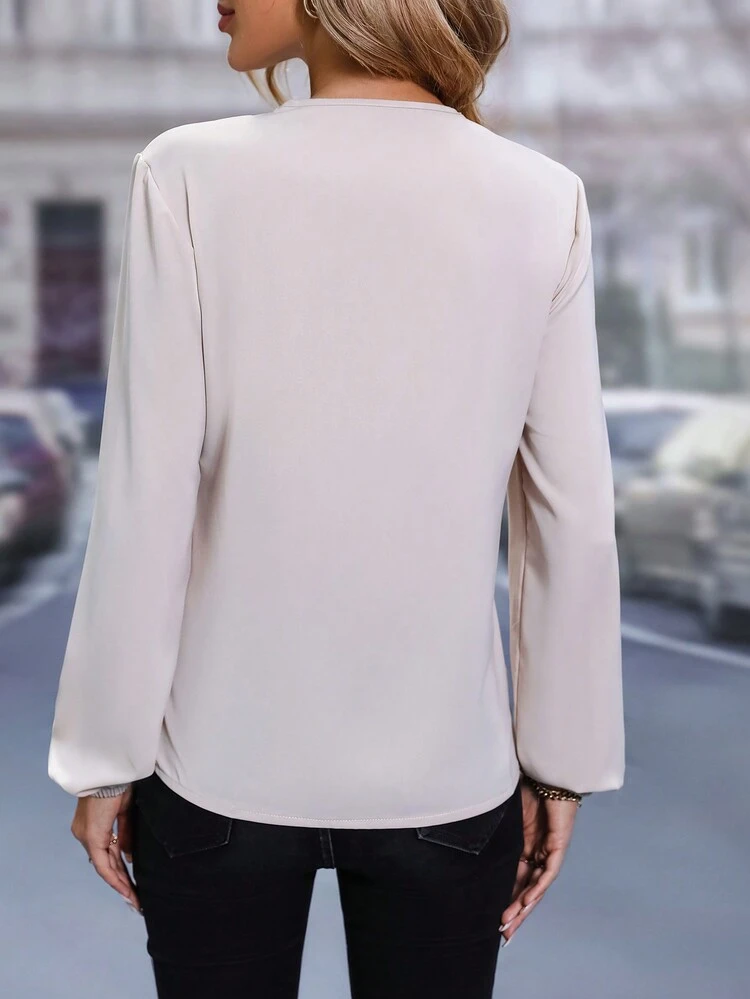 Solid Knot Side Wrap Blouse