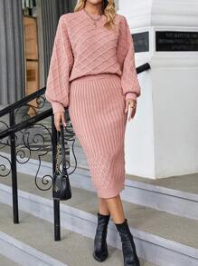 Chiquease 燈籠袖毛衣和針織裙