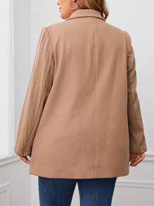 EMERY ROSE 大碼雙排釦口袋貼布西裝外套 - 駝色 - 查看 2
