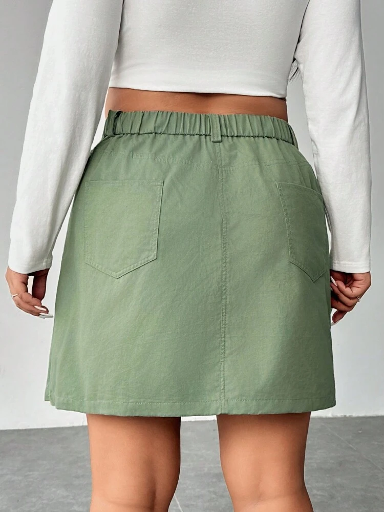 Plus Flap Pocket Cargo Skirt