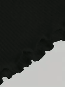 SHEIN MOD Solid Mock Neck Bell Sleeves White Tee - Black - View 5