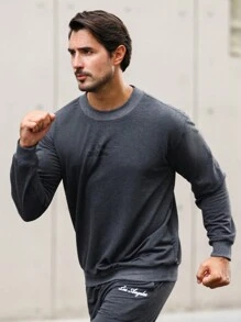 Manfinity Sport Corelite Áo nỉ thể thao họa tiết chữ Boyfriend Style dành cho nam Áo nỉ thể thao họa tiết chữ Boyfriend Style dành cho nam - Màu xám đen - Xem 3