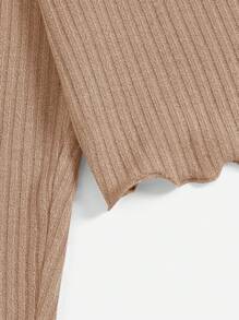 SHEIN EZwear Camiseta casual con botones y unicolor en talla grande - Camel - Ver 3