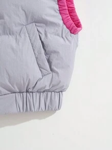 SHEIN Unity 雙色拉鏈開襟背心棉服背心 - 灰色 - 查看 3