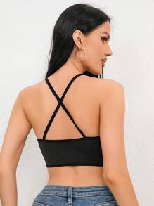 Top halter crop unicolor - Negro - Ver 1