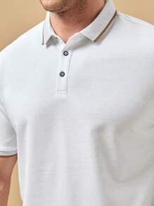 Manfinity Homme Men Plus Contrast Trim Polo Shirt & Shorts - White - View 6
