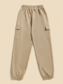 SHEIN 男大童側翻蓋口袋工裝褲