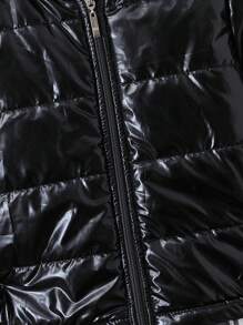 SHEIN Young Boy Plaid Zip Up Hooded Padded Coat Without Sweater