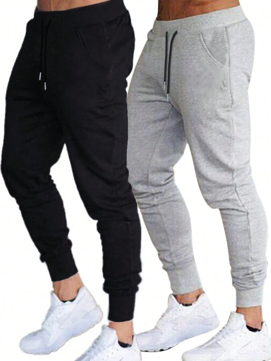 Manfinity Homme Hombres talla grande 2 piezas Pantalones deportivos de cintura con cordón - Multicolor - Ver 1