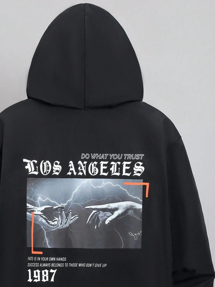 Tween Boy Slogan Graphic Hooded Thermal Lined Hooded Coat