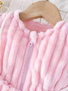 SHEIN Đứa bé gái Chất rắn Flannel áo & Cái túi - Hồng - Xem 4