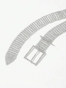 SHEIN SXY Dây thắt lưng đính đá lấp lánh - Bạc - Xem 2