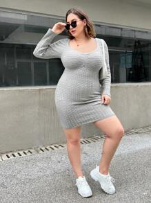 SHEIN Essnce Plus Sweetheart Neck Bodycon Sweater Dress