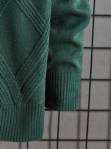 GENTILAND 男款長袖圓領毛衣 - 墨綠色 - 查看 3