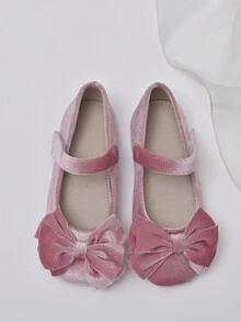 女孩絲絨公主鞋帶大蝴蝶結裝飾用品,秋冬 - 粉色 - 查看 3