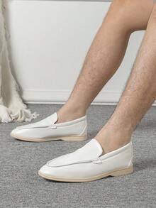2023 New Autumn/winter Men's Slip On British Style Loafers, Flat, Casual, Breathable, Comfortable Large Size Shoes (43-46) - White - View 4