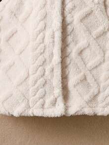 SHEIN Tween Girl Lapel Neck Belted Fuzzy Coat - Beige - View 6