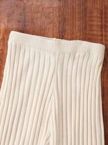 少女純色喇叭褲針織褲