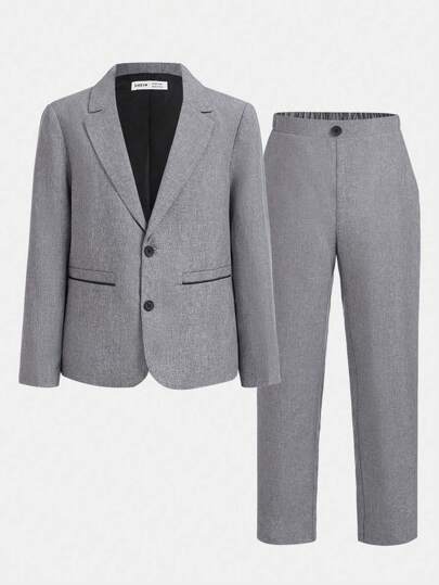 SHEIN Tween Boys' Extended Size Academy Suit Trousers & Gentlemen Clothing Set