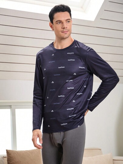 Hombres Top de ropa interior térmica con estampado de letra