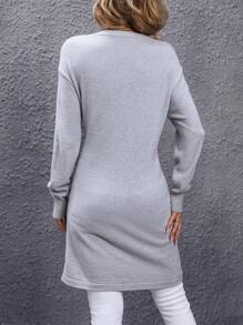 SHEIN LUNE Solid Knot Side Wrap Cardigan