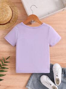 SHEIN Young Girl Slogan Graphic Tee - Purple - View 2