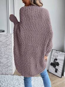 SHEIN LUNE 蝙蝠袖休闲设计开衫 - 紫色 - 查看 2