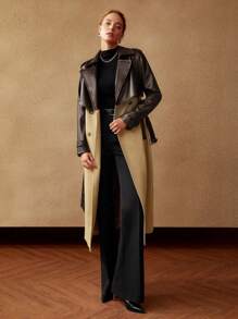 MOTF PREMIUM BELTED PU LEATHER TRENCH COAT - Multicolor - View 3