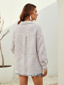 SHEIN VCAY Thuốc nhuộm Không gian Thả vai Túi có nắp Áo khoác - Nhiều màu - Xem 2
